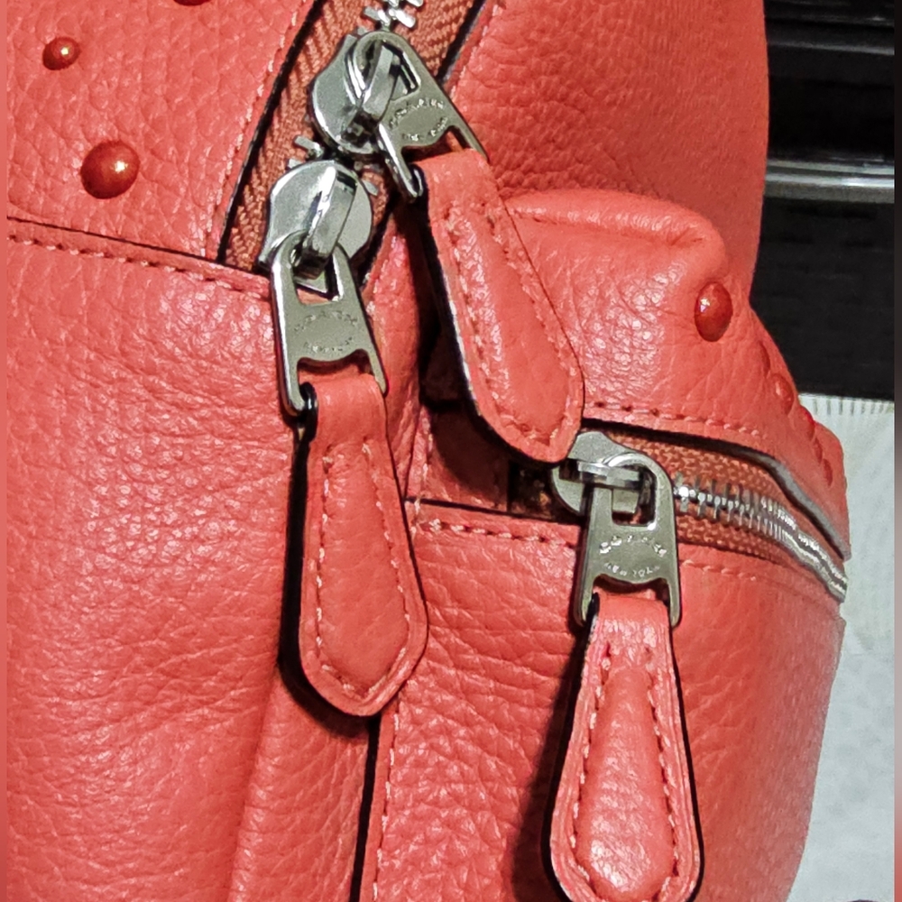Coach Charlie Mini Coral Leather Backpack & Matching Wallet Studs F45070 Silver - Picture 11 of 14